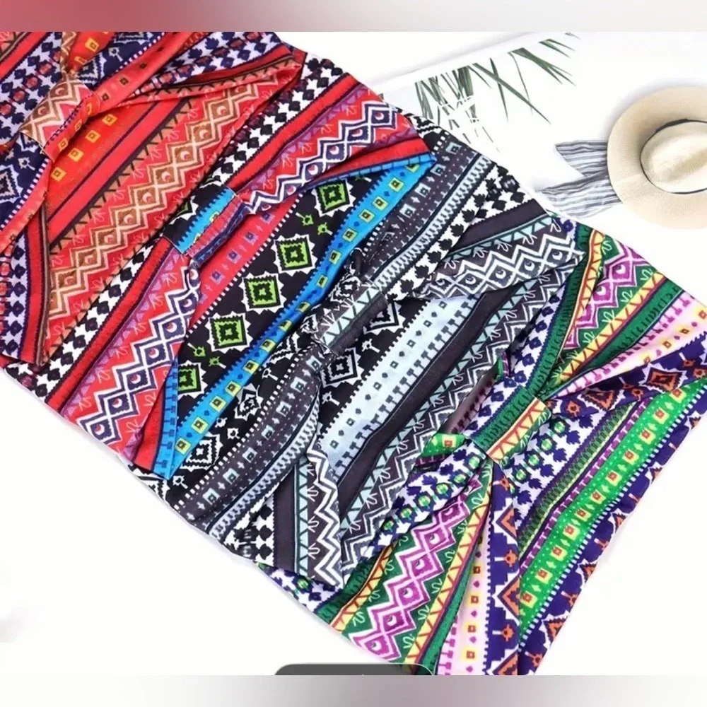 NWOT 4 Piece Set Bohemian Fashion Pattern Headbands Anti Slip Knotting